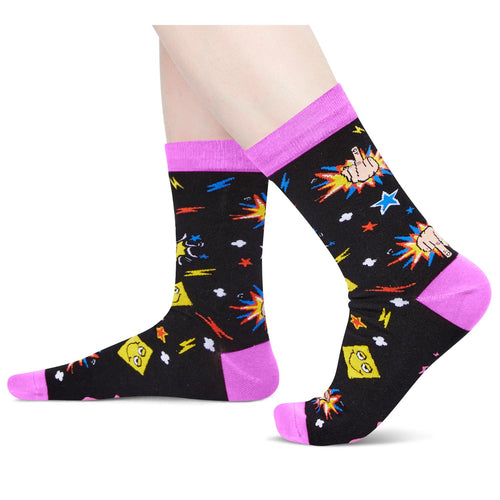 Funny Fuck Off Socks - Funky Cotton Novelty Casual Crew Socks For Women Men Dress Tube Stocking Christmas Gifts