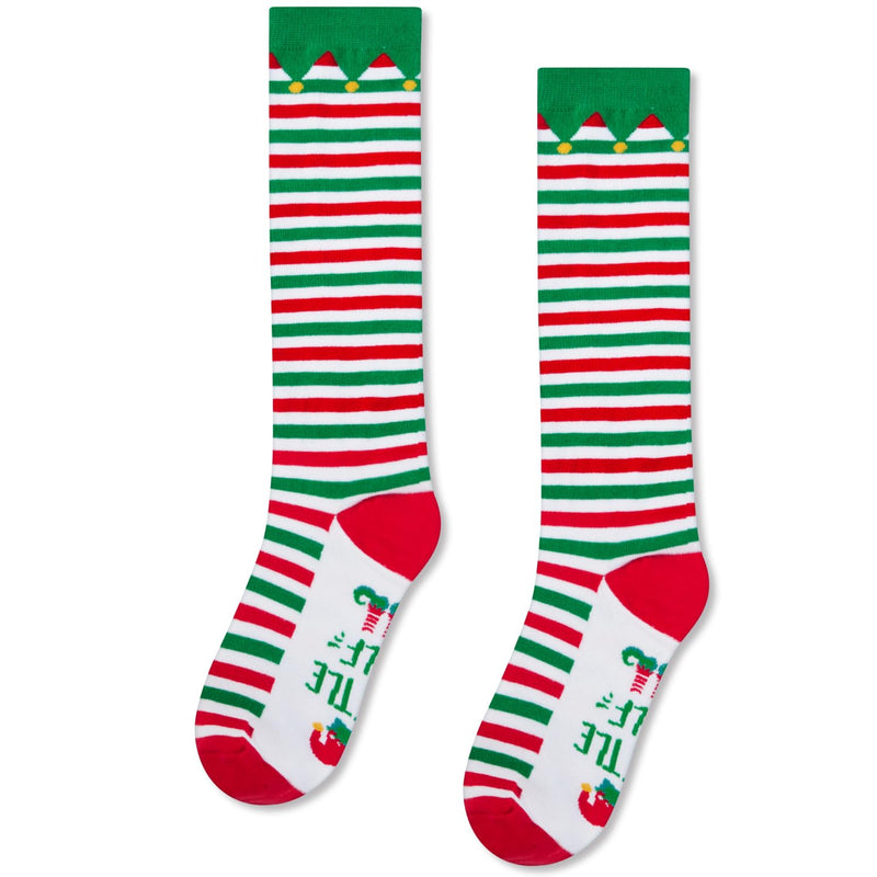 Christmas Gifts Stocking Socks for Girls - Christmas Striped Knee High Elf Socks for Teens Elf Stockings for Women Female