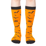 Halloween Gifts for Kids - Orange Halloween Knee High Socks for 10-12 Years Boys Girls, Bat Socks for Preteen