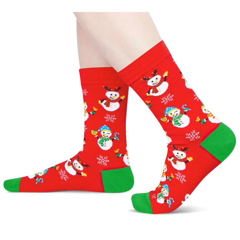 Christmas Gifts Stocking Socks for Mom - Christmas Red Snowman Socks Xmas Stocking Stuffers for Women Men