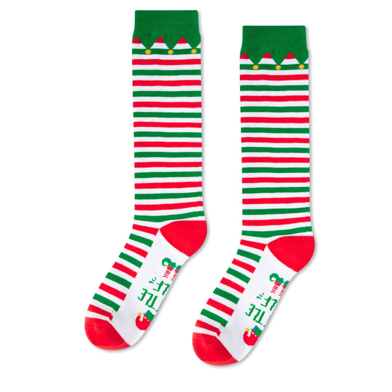 Christmas Gifts Stocking Socks for Girls - Christmas Striped Knee High Elf Socks for 7-9 Years