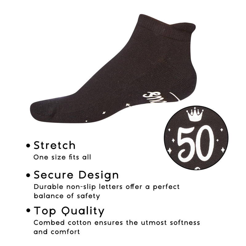 HAPPYPOP 50th Birthday Gifts for Him Her - Gift for Guys Women in Their 50s, 50 Year Old Socks for Men Women, Gifts for 50 Year old In Black