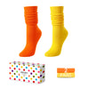 Zmart Slouch Socks for Women Girls - Scrunch Socks for Women Pack, Long High Tube High Socks Orange Yellow 2 Pairs