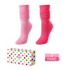 Slouch Socks for Women Girls - Scrunch Socks for Women Pack, Long High Tube High Socks Pink Hot Pink 2 Pairs