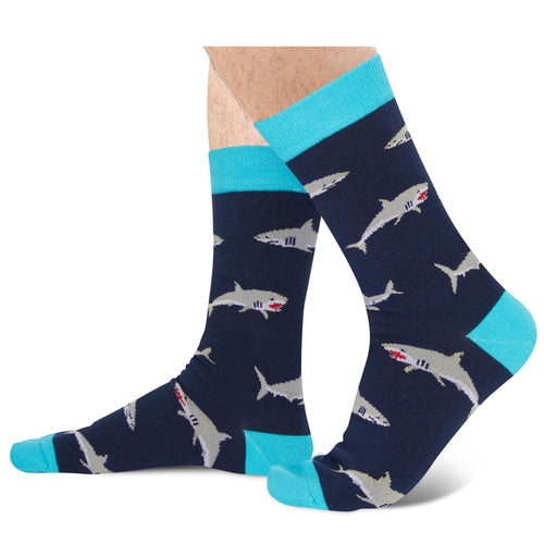 HAPPYPOP Shark Gifts for Boys - Silly Shark Socks Adult 4 Pack, Ocean Socks for kids Boys 13-18 Years