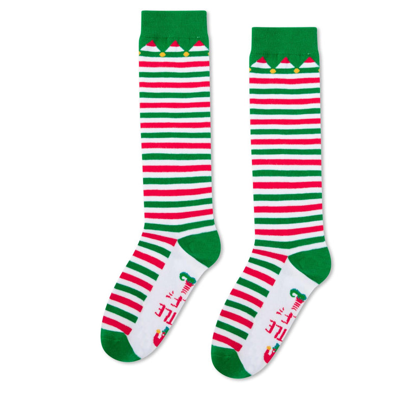 Christmas Gifts Knee High Socks for 6-9 years old Kids - Christmas Striped Knee High Elf Socks for Girls Boys