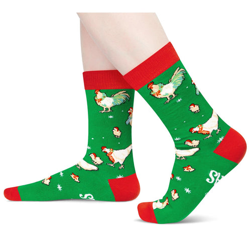 Christmas Gifts Stocking Socks For Men Women - Xmas Stocking Stuffers For Chicken Lovers Christmas Rooster Gifts