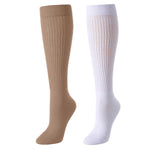 Slouch Socks for Women Girls - Scrunch Socks for Women Pack, Long High Tube High Socks White Tan 2 Pairs