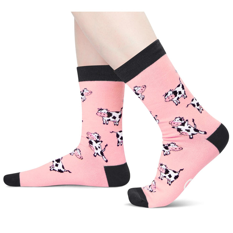 HAPPYPOP Funny Cow Socks Men Women Teens - Cow Print Stuff Novelty Cow Gifts Cow Themed Gifts for Cow Lovers Cow Stocking