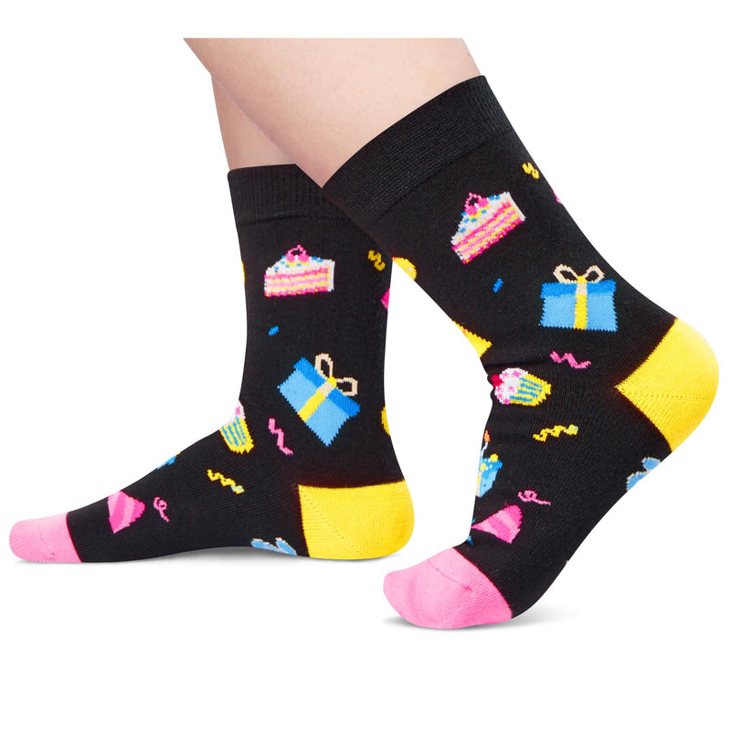 HAPPYPOP 2nd Birthday Gifts Ideas - Socks for Toddlers 2t, Girls Boys Age 2 Gift, Two Year Old Gifts for Kids, Presents for 2 Year Olds in Black