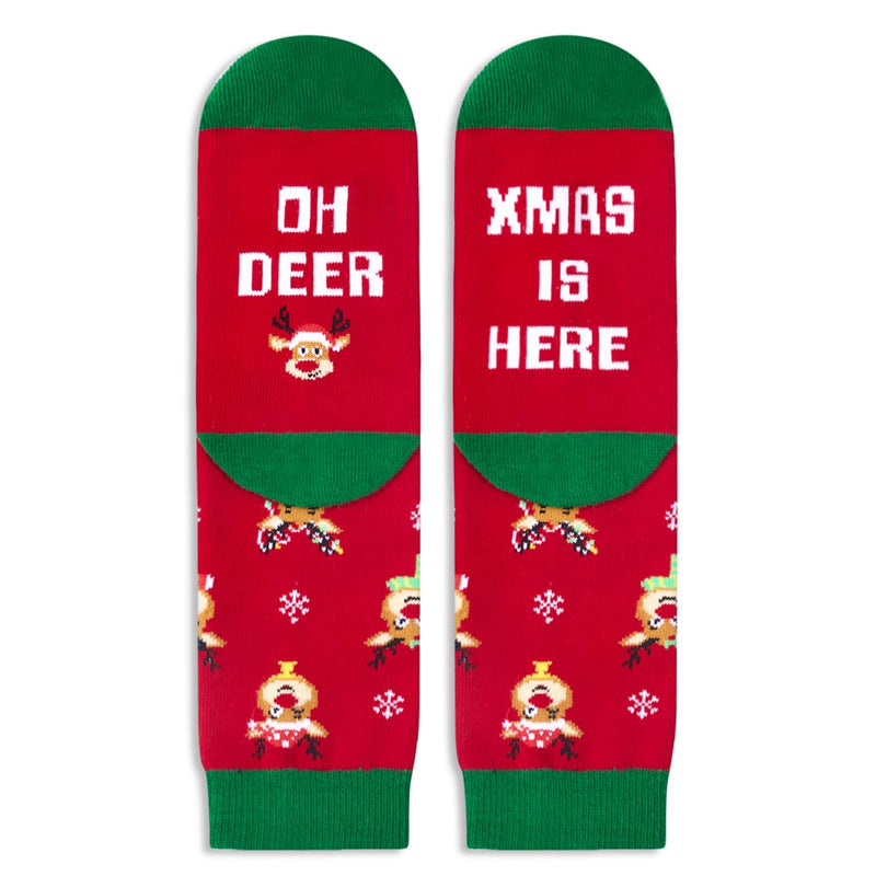 Funny Christmas Socks for Boys Girls, Holiday Socks Reindeer Socks for Kids, Christmas Gifts Santa Gifts Stocking Stuffers