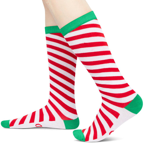 Christmas Gifts Stocking Socks for Teen Girls - Christmas Knee High Reindeer Socks Candy Cane Socks, Stocking Stuffers for Women