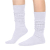 Slouch Socks for Women Girls - Scrunch Socks for Women Pack, Long High Tube High Socks White Black 2 Pairs