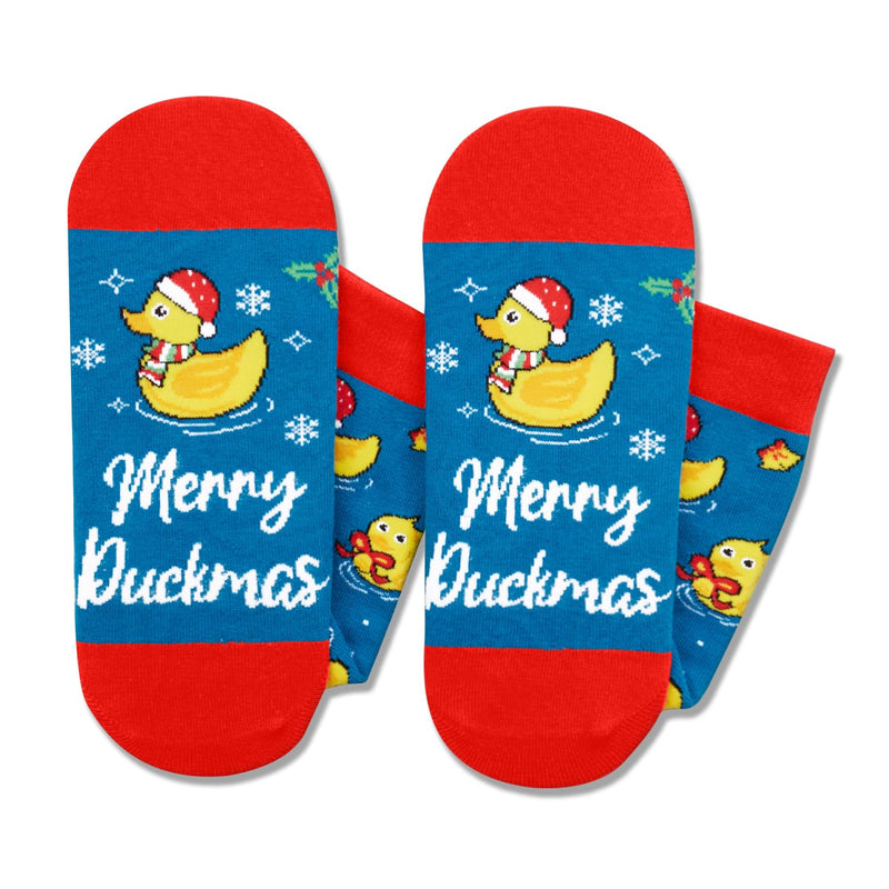 Christmas Gifts Stocking Socks for Men Women - Duck Socks Xmas Stocking Stuffers for Teens, Santa Socks for Christmas