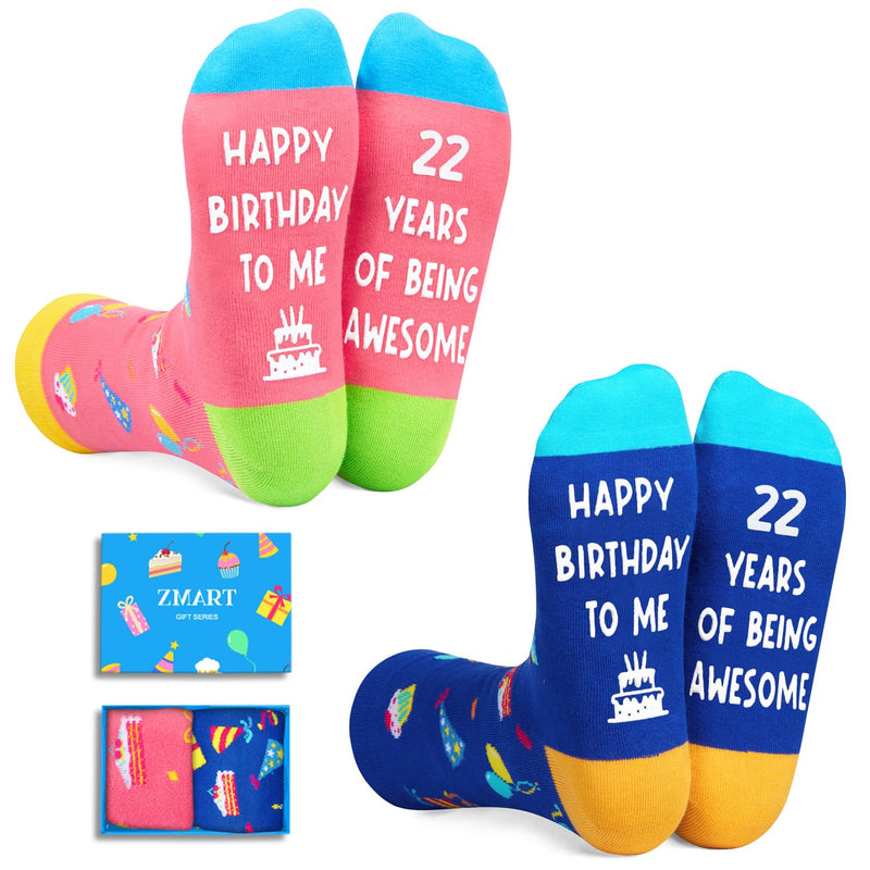 22nd Birthday Gift Ideas Socks - Best Gifts for 22 Year Old Women Men Her Him, 22 Year Old Gifts for Female Male 2 Pack