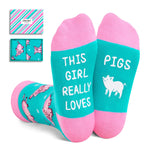 Cute Animal Socks for Girls - Pig Socks Rubber Duck Socks Foxes Socks Gifts For Kid 4-6 Years