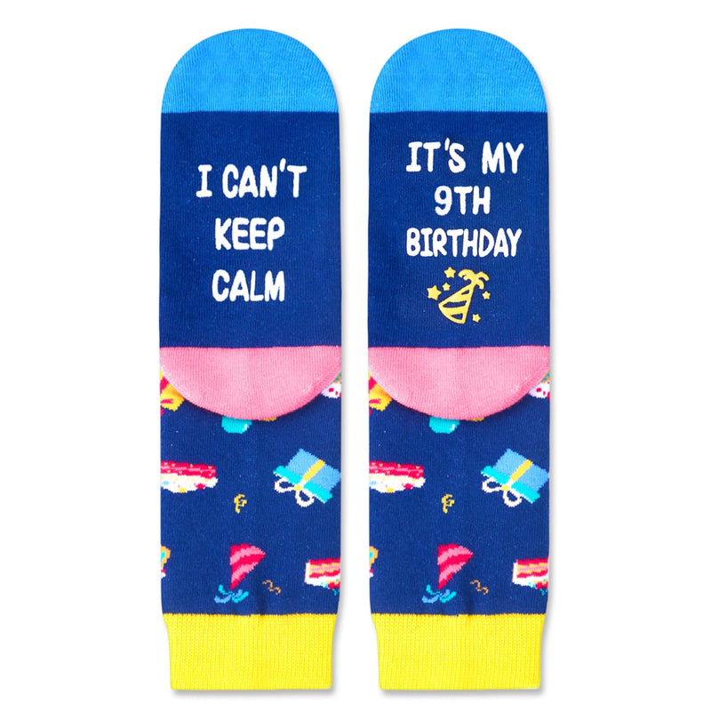 9th Birthday Gifts for Boys - Socks for Girls Age 9, Presents for 9 Year Old Kids, 9 Year Old Gift Ideas, Happy Birthday Gift Box with Greeting Card