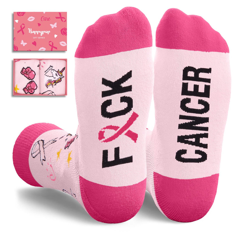 HAPPYPOP Breast Cancer Awareness Socks For Women - Breast Cancer Gifts Chemo Gifts Breast Cancer Awareness Gifts