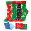 Christmas Gifts Stocking Socks for Boy Girl - Santa Light Xmas Socks for Kids with Greeting Card 4 Pask 7-9 Years