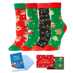 Christmas Gifts Stocking Socks for Boy Girl - Santa Light Xmas Socks for Kids with Greeting Card 4 Pask 4-6 Years