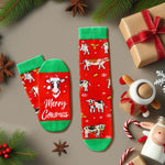 Christmas Gifts for Men Women - Red Christmas Stockings Secret Santa Socks Xmas Stocking Stuffers for Cow Lovers Cow Gifts