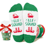 HAPPYPOP Christmas Gifts Stocking Socks for 7-9 Years Old Girl Boy - Secret Santa Socks Fuzzy Cupcake Elf Socks for Kids