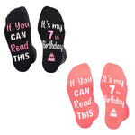 7 Year Old Birthday Socks Ideas - Gifts for Seven Year Olds in Gift Box, Presents for 7 Year Old Child Girls Boys 2 Pack with Greeting Card