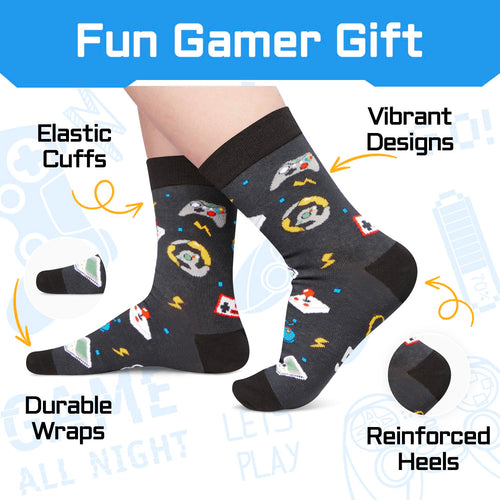 Gamer Gifts with Greeting Card for Teens Boys - Video Game Gifts, Gaming Socks for Adult, Kids 10-12 Years