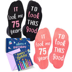 75th Years Old Birthday Gifts - Gifts for Men in Their 75s, Gift Ideas for 75 Year Old Man Woman, 75th Birthday Socks 2 Pack With Greeting Card