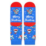 Christmas Gifts Stocking Socks for 7-9 Years Boys Girls - Shark Ocean Animal Socks Greeting Card for Kids