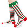 Christmas Gifts Stocking Socks for Girls - Christmas Striped Knee High Elf Socks for 10-12 Years