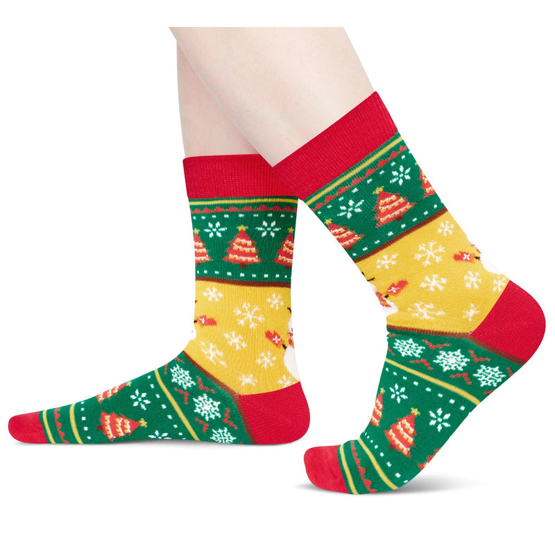 Christmas Gifts Stocking Socks for Girls Boys - Secret Santa Socks Xmas Stocking Stuffers for Big Kids, 4 Pack of Christmas Socks