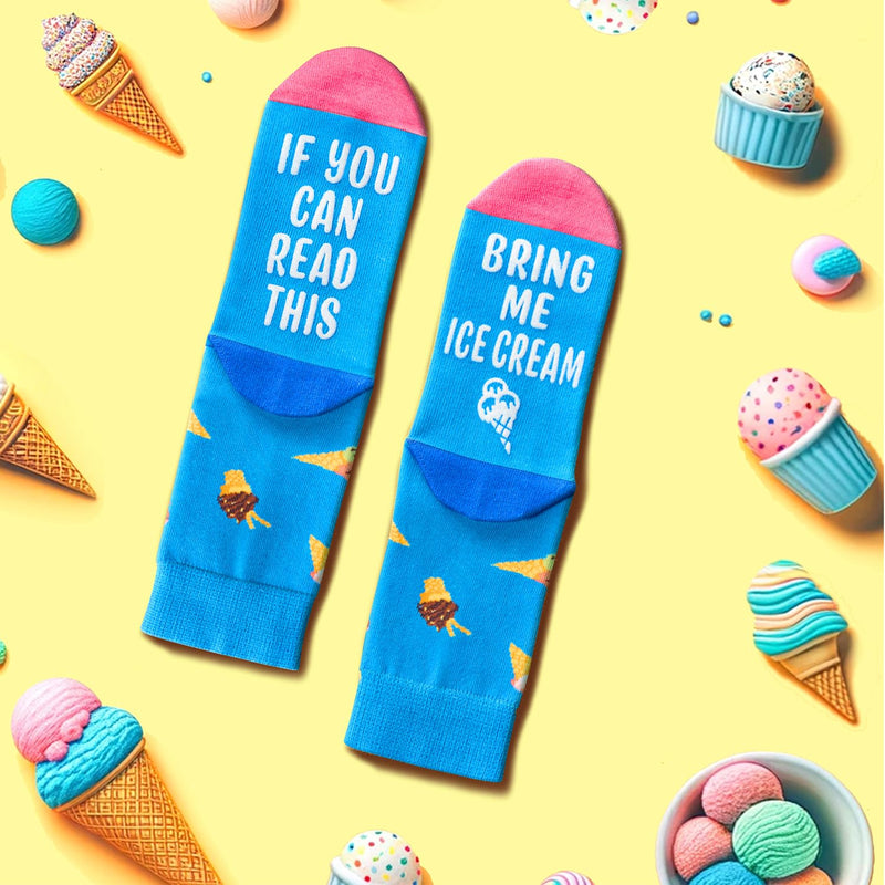 Kids Socks 4-6 Years; Funny Socks for Boys Girls Ice Cream Gifts Ice Cream Socks