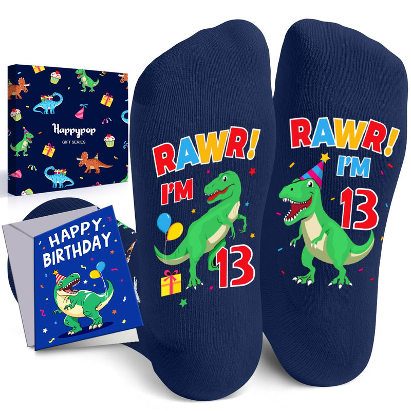 HAPPYPOP 13th Birthday Gifts for Boys - Socks for Teen Boys Girls Age 13, Presents for 13 Year Olds, 13 Year Old Gift Ideas, Birthday Gift with Greeting Card