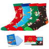 Christmas Gifts Stocking Socks for Women - Secret Santa Socks Xmas Stocking with Greeting Card for Teens, Christmas Stocking 4 Pack