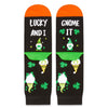 HAPPYPOP St. Patrick's Day Socks for Boy Girls - Shamrock Socks, Lucky Squad Green Socks, St Patricks Day Gifts 7-9 Year Old With Greeting Card