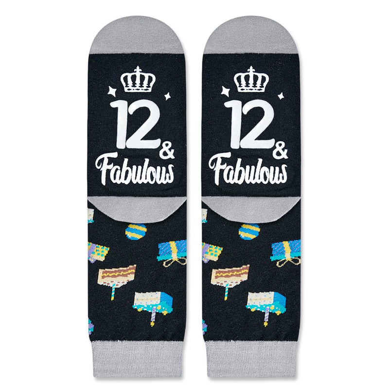 12th Years Old Birthday Gifts for Boys - Socks for Tween Girls Age 12, Presents for 12 Year Old Kids, 12 Yr Old Gift Ideas, Birthday Gift Box with Greeting Card