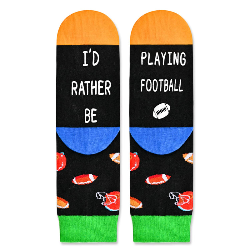 HAPPYPOP Gifts For Kids Boys Girls - Football Gifts, I'd Rather Be Playing Football Socks