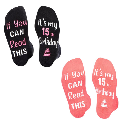 HAPPYPOP 15th Birthday Gifts Ideas for Boys Girls - Socks for Boys Girls Age 15, Birthday Presents with Greeting Card for 15 Year Olds Teens