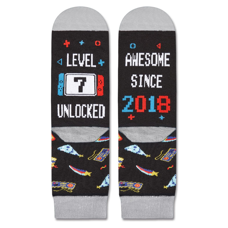 HAPPYPOP 7 Year Old Birthday Gifts Socks Ideas - 2018 Birthday Gifts for Seven Year Olds in Gift Box, Presents for 7 Year Old Boys Girls with Greeting Card