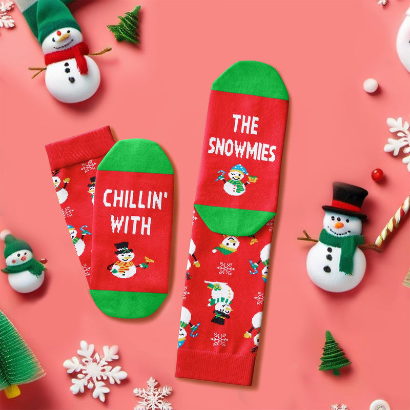 Christmas Gifts Stocking Socks for Mom - Christmas Red Snowman Socks Xmas Stocking Stuffers for Women Men