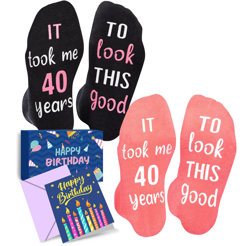 40th Birthday Gifts Ideas Socks - Funny Gifts for Guys in Their 40s, 40 Year Old Gifts for Men Women, 40th Birthday Socks Pack With Greeting Card