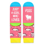 Cute Pig Gifts for Girls - Novelty Pig Socks Kids Pink Piggy Socks Pig Stuff for Pig Lovers 7-9 Years