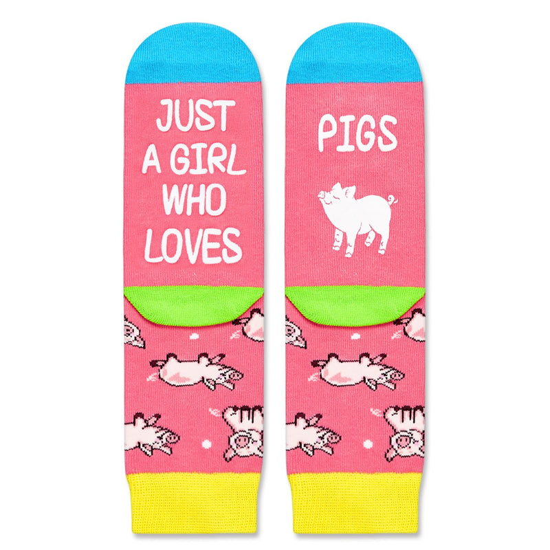 HAPPYPOP Cute Pig Gifts for Girls - Novelty Pig Socks Kids Pink Piggy Socks Pig Stuff for Pig Lovers