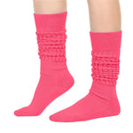 Slouch Socks for Women Girls - Scrunch Socks for Women Pack, Long High Tube High Socks Pink Hot Pink 2 Pairs