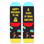 6th Birthday Gift Ideas Socks - Presents for 6 Year Old Girls Boys, 6t Socks for Kids, Six Year Old Gifts