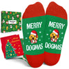 Green Christmas Dog Gifts Dog Lover Socks - Kids Socks 10-12 Years Old, Dog Stockings Doggie Gifts