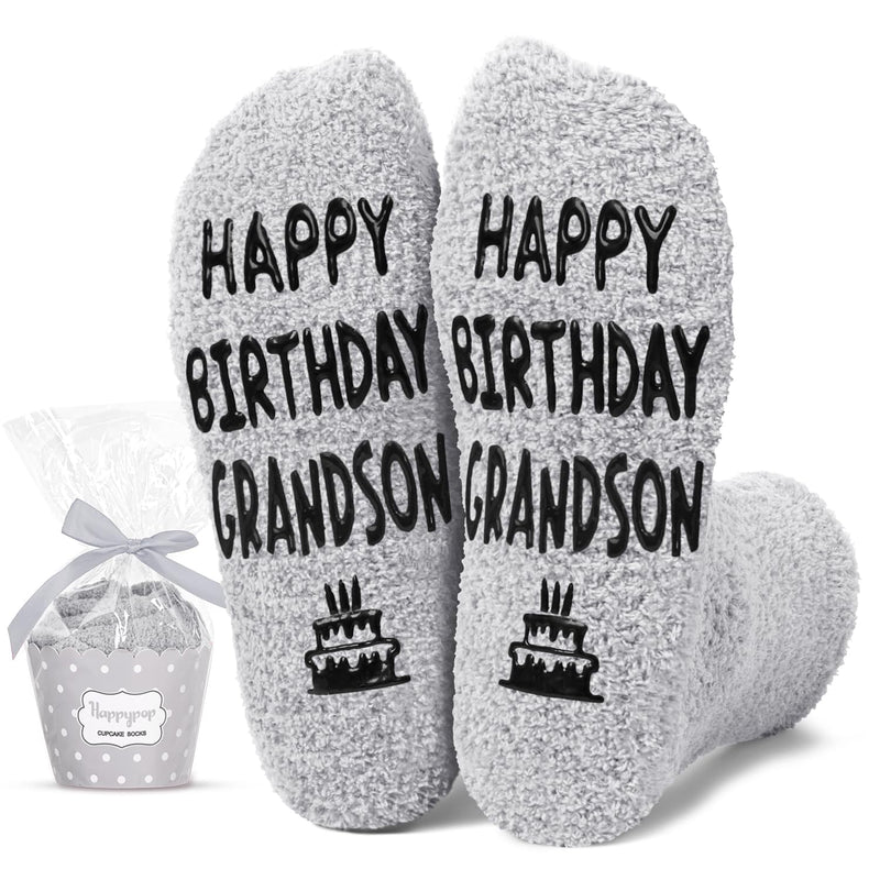 HAPPYPOP Grandson Birthday Gifts From Grandmother Grandfather - 21st 18th Birthday Grandson Gifts, Happy Birthday Socks