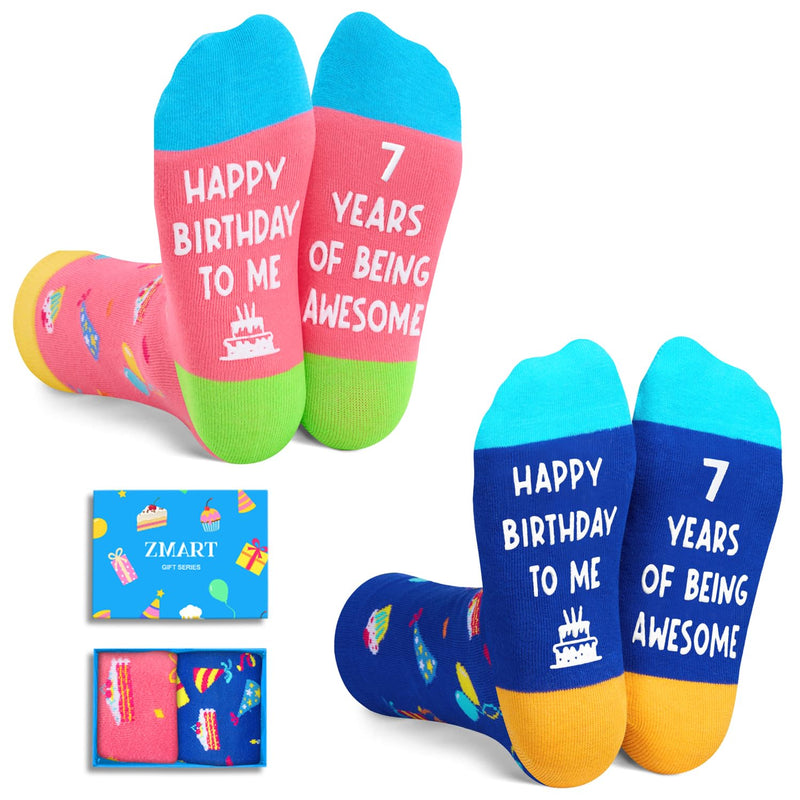 7th Birthday Gifts Ideas Socks - Gifts for Seven Year Old Girls Boys, Gifts for Girls Boys Age 7, Presents for 7 Year Olds 2 Pack