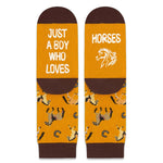 HAPPYPOP Funny Horse Gifts for Boys - Brown Horse Gifts for Horse Lovers Equestrian Gifts, Horse Socks For Kids 7-10 Years